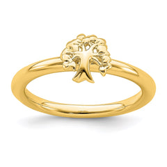 Sterling Silver Stackable Expressions Yellow-plated Tree Ring | QSK1976