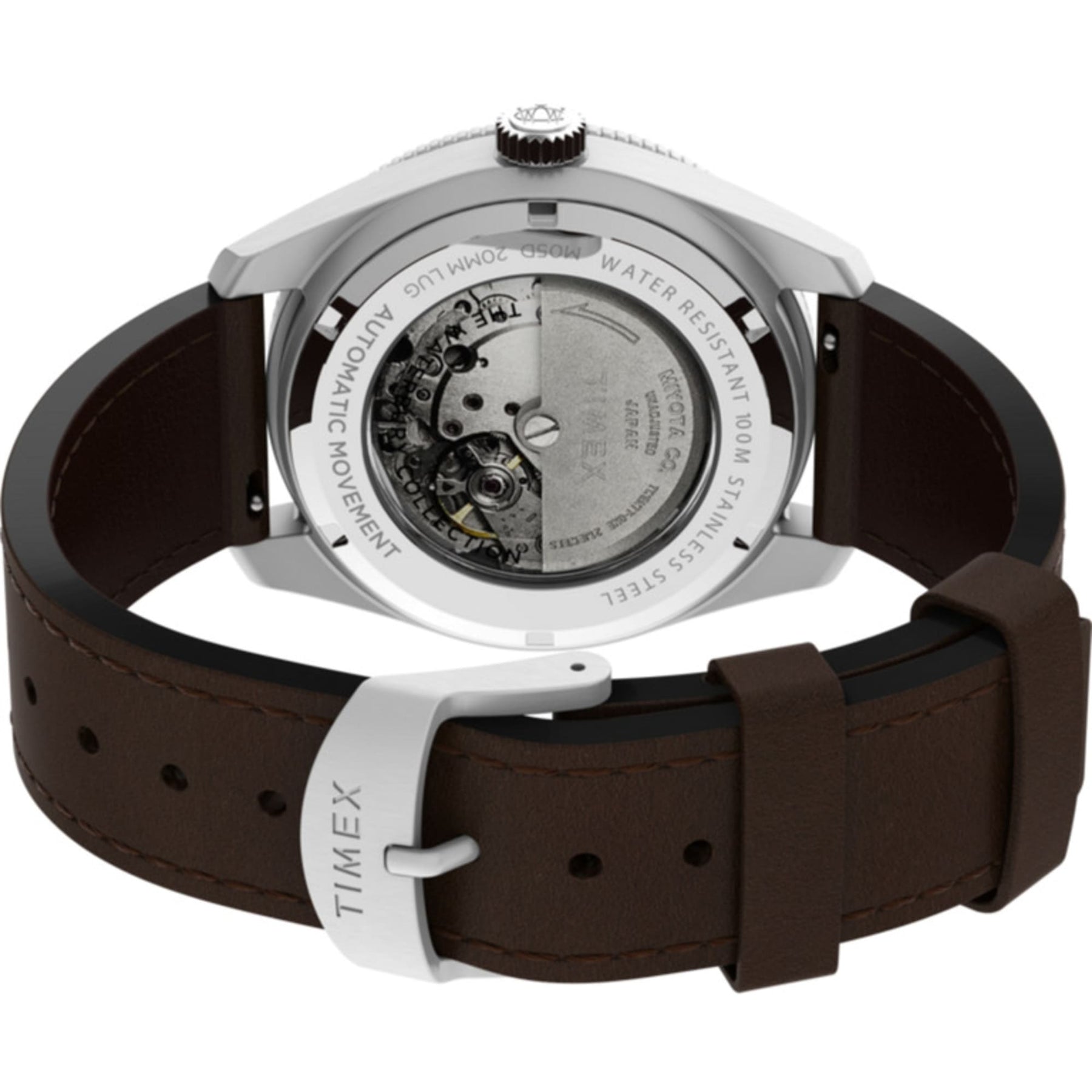 Timex Men's Watch - The Waterbury Automatic Black Dial Leather Strap T