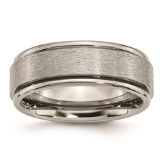 Titanium Ridged Edge 8mm Satin and Polished Band | TB43