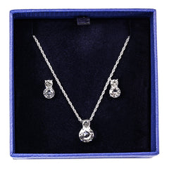 Swarovski Women's Brilliance Rhodium-Plated Necklace & Pierced Earrings Set | 1807339