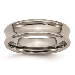 Titanium Concave 6mm Polished Beveled Edge Band | TB44