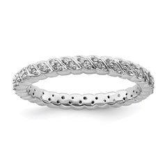 Sterling Silver Stackable Expressions Polished Diamond Ring | QSK666