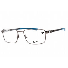 Nike Men's Eyeglasses - Satin Gunmetal Metal Rectangular Full Rim Frame | 8140 070