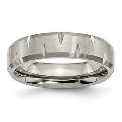 Titanium Beveled Edge Notched 6mm Brushed Band | TB234