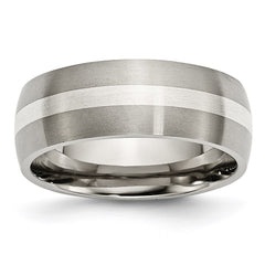 Titanium Sterling Silver Inlay 8mm Brushed Band | TB211