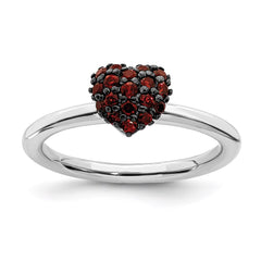 Sterling Silver Garnet Stackable Expressions Heart Ring | QSK1826