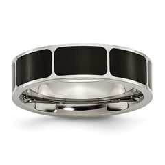 Titanium Black Enamel Flat 6mm Polished Band | TB205