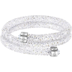 Swarovski Women's Double Bangle Bracelet - Crystaldust Stainless Steel, White | 5255900