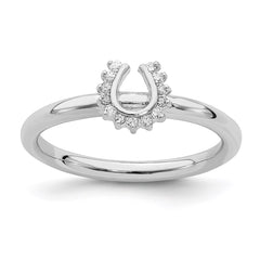 Sterling Silver Stackable Expressions Rhodium Dia. Horseshoe Ring | QSK1981