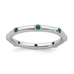 Sterling Silver Stackable Expressions Created Emerald Ring | QSK378