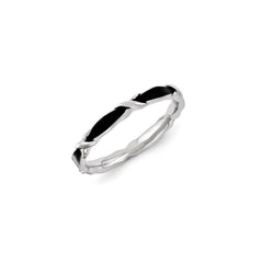 Sterling Silver Stackable Expressions Black Enameled Ring | QSK1152