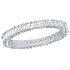 Classic Women's Round and Baguette CZ Band Ring - W-2673