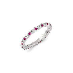 Sterling Silver Stackable Expressions Diamond & Created Ruby Ring | QSK1089