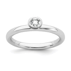 Sterling Silver Stackable Expressions High 4mm Round White Topaz Ring | QSK461