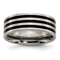 Titanium 8mm Black IP-plated Polished Band | TB305