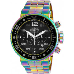 Invicta Men's Watch - Pro Diver Quartz Chrono Black Dial Iridescent Bracelet | 25078