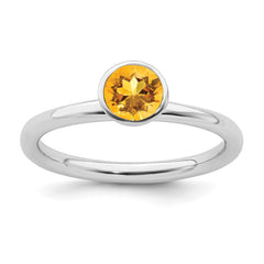 Sterling Silver Stackable Expressions High 5mm November Swarovski Ring | QSK971