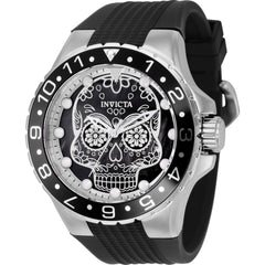 Invicta Men's Watch - Aviator Silver and Black Dial Silicone Strap Quartz | 36855