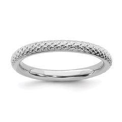 Sterling Silver Stackable Expressions Rhodium Cable Ring | QSK203