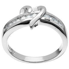 Classic Women's Center Heart Thin Line CZ Ring - W-8968