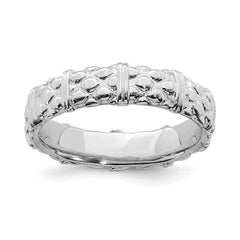 Sterling Silver Stackable Expressions Rhodium Ring | QSK299