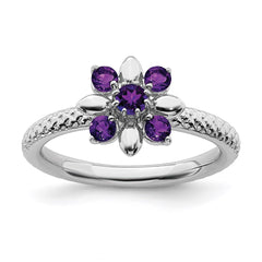 Sterling Silver Stackable Expressions Amethyst Ring | QSK793
