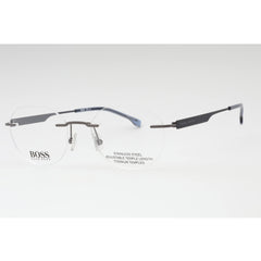 Hugo Boss Men's Eyeglasses - Matte Ruthenium Blue Geometric | BOSS 1265/D 09T9 00