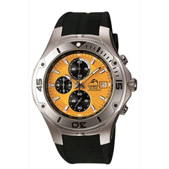 Casio Men's Watch - Chronograph Black and Orange Dial Resin Strap Date | MDV-501-9A