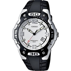 Casio Men's Watch - Collection Quartz White Dial Black Plastic Strap | MTR-102-7A