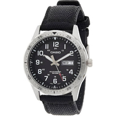Casio Men's Watch - Quartz Silver Tone Case Black Fabric Strap | MTP-S120L-1AVCF