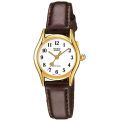 Casio Women's Watch - Quartz White Dial Brown Genuine Leather Strap | LTP-1094Q-7B5
