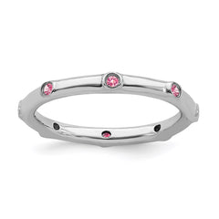 Sterling Silver Stackable Expressions Pink Tourmaline Ring | QSK383