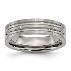Titanium Grooved 6mm Polished and Satin Band | TB329