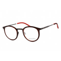 Tommy Hilfiger Men's Eyeglasses - Red Plastic Round Full Rim Frame | TH 1845 0C9A 00