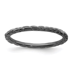 Sterling Silver Stackable Expressions Black-plated Twisted Ring | QSK181