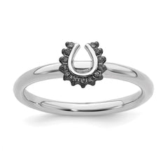 Sterling Silver Stackable Expressions Rhodium Black Dia. Horseshoe Ring | QSK1982