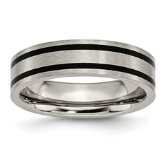 Titanium Brushed Enameled Flat 6mm Band | TB344