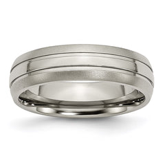 Titanium Grooved 6mm Brushed and Polished Band | TB190