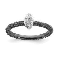 Sterling Silver Diamond Stackable Expressions Ruthenium Plated Ring | QSK1830