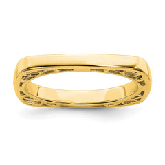 Sterling Silver Stackable Expressions Polished Gold-plated Square Ring | QSK780