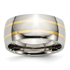 Titanium 14k Yellow Inlay 10mm Polished Band | TB141