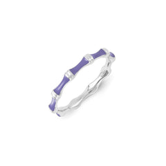 Sterling Silver Stackable Expressions Purple Enameled Ring | QSK1389