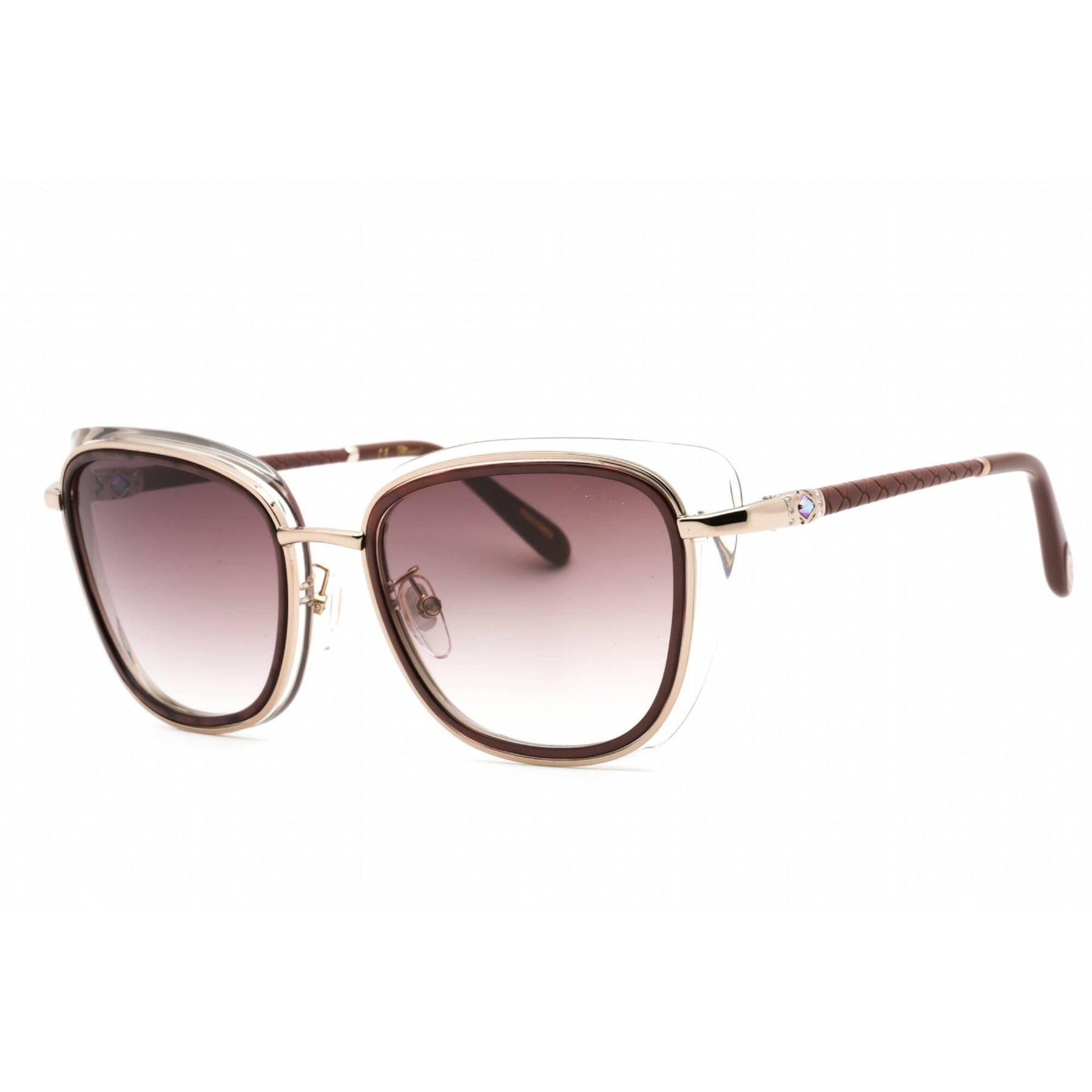 Chopard Cat Eye Style Gray Gradient Lens. Chopard SCH338 0700 Sunglasses Black/Gold/Grey Gradient Cat  main image 2