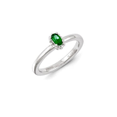Sterling Silver Stackable Expressions Created Emerald Ring | QSK1266