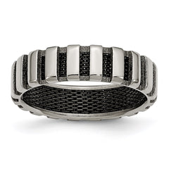 Titanium & Black IP-plated Wire 6mm Polished Band | TB303
