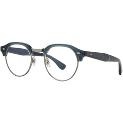 Garrett Leight Unisex Eyeglasses - Navy-Silver Acetate/Metal Round | OAKWOOD NVY-S