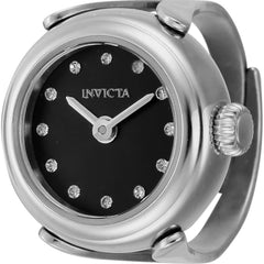 Invicta Women's Quartz Watch Ring - Mini Angel Black Dial Stainless Steel Case | 44481