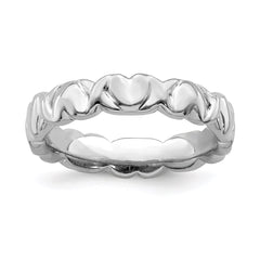 Sterling Silver Stackable Expressions Rhodium Hearts Ring | QSK283