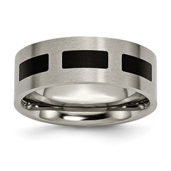 Titanium Black Rubber Flat 8mm Brushed Band | TB185