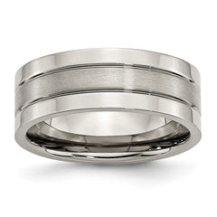 Titanium Grooved 8mm Brushed and Polished Band | TB189